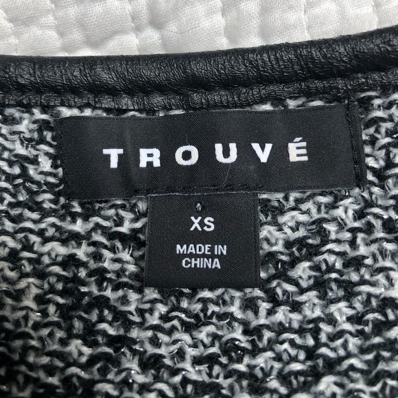 Trouve Black White Silver Zip Cardigan Sweater XS - Picture 4 of 6